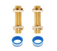 2 unidades G1/2 latón mamparo, 10 cm macho roscado tubo de manguera de manguera de tubo roscado, accesorio para barril de lluvia para grifos, barriles de lluvia, tanques de agua, torres de agua y