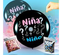 [2 Unidades] Globo Revelación de sexo - Decoración Revelación de Género - ¿Es un Niño?¿Es una niña? Sorpresa Embarazo - Regalo Padre o Madre - Globo Negro Gigante Bebe Fiesta Celebración Gender Reveal
