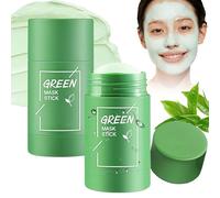 2 unidades Green Tea Mask Stick, Green Mask Clay Stick para limpieza profunda y refinamiento de poros, mascarilla facial de té verde para limpieza profunda, mascarilla de arcilla reguladora del aceite
