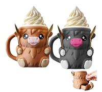 2 Unidades Highland Cow Ice Pint Holder,Encantador Soporte Para Pinta De Hielo,3d Printing Helado Pinta Soporte,Incluye 4 Cucharas,Apto Para Uso Doméstico,Fiestas Y Acampadas