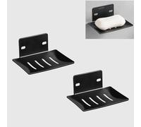 2 Unidades Jabonera Ducha Sin Taladro, Jabonera Pared MetáLico Jabonera Baño Pared Acero Inoxidable (Negro)