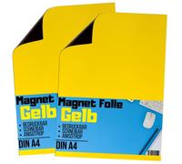 [2 unidades] Lámina magnética DIN A4 - Cinta magnética - Imprimible y escribible - Lámina magnética para coche - Lámina magnética para escribir para cortar, troquelar y manualidades (amarillo)