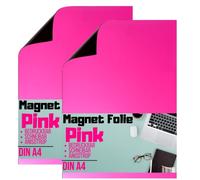 [2 unidades] Lámina magnética DIN A4 - Cinta magnética - Imprimible y escribible - Lámina magnética para coche - Lámina magnética para escribir para cortar, troquelar y manualidades (rosa)