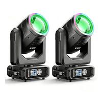 2 unidades LED RGBW Beam 200 W, zoom electrónico 2-5° Prisma 18 facetas colores y patrones d-mx512/Activación de sonido para escena club de boda, discoteca bar