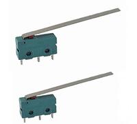 2 unidades, micropulsadores de 3 pines, 250 V, 5 A, 2 posiciones ON/UN interruptor de límite con brazo de palanca larga, interruptor de cambio, microinterruptor sensible al tacto, para mecánica,