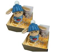 2 unidades Mini Bunny Hug Cute Easter Gift Positive Bunny Plush Toy Conejo de Pascua Decoración con Sombrero de Punto Inspirational Card Plush Bunny Pocket Hug Rabbit Emocional Support Suave Mini
