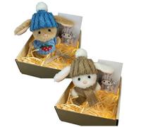 2 unidades Mini Bunny Hug Cute Easter Gift Positive Bunny Plush Toy Conejo de Pascua Decoración con Sombrero de Punto Inspirational Card Plush Bunny Pocket Hug Rabbit Emocional Support Suave Mini