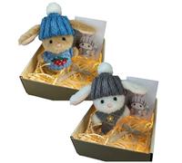 2 unidades Mini Bunny Hug Cute Easter Gift Positive Bunny Plush Toy Conejo de Pascua Decoración con Sombrero de Punto Inspirational Card Plush Bunny Pocket Hug Rabbit Emocional Support Suave Mini