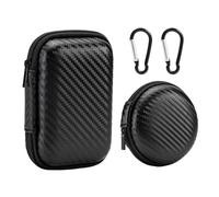 2 unidades mini caja de almacenamiento para auriculares con 2 mosquetones, bolsa de almacenamiento de cable de datos para auriculares, funda rígida EVA, accesorios de viaje (negro)