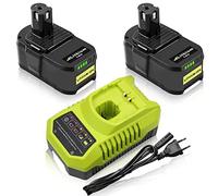 2 Unidades P108 de Repuesto para Ryobi batería 18V 5.5Ah+ 9,6V-18V 3 A Cargador para Ryobi Cargador BCL14181H de Iones de Litio y batería NI-MH para P106 P107 P105 P108 P100 P102 P103