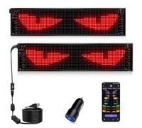 2 Unidades Pantalla LED Flexible Programable para Coche - 37x9,2cm Ojos LED con Sincronización Automática + Reloj Digital - Ojos de Diablo