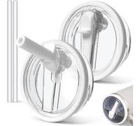 2 unidades para tapas Stanley Cup a prueba de fugas 40 oz, para tapa de 2.0 Stanley Cup Reemplazo para 1,2 L, accesorios para vasos con 2 pajitas (blanco, 40 oz)