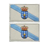 2 unidades Parche de bandera de Galicia con bordado, emblema táctico, parches, apliques, gancho y bucle cosido en brazalete para la manga, bandolera para ropa, bolsos, mochila (España)