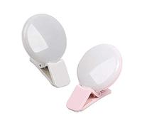 2 Unidades portátil Selfie Luz Clip en Mini Selfie Anillo Luz con 9 LED para teléfono móvil Pad Tercer Engranaje dimmen 3 Brillo Nivel Belleza llenar Luz Color Blanco Rosa