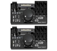 2 unidades PWM regulador de velocidad del ventilador 12 V: 4 pines, adaptador de ventilador de PC con alimentación SATA y DC 5525, botón de velocidad de ventilador con salida máxima total 60 W 5 A