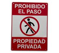 2 Unidades RELIEVE Cartel PROHIBIDO EL PASO PROPIEDAD PRIVADA | 21x28 cm Calidad AAA+| Aluminio Lacado y Relieve | Grosor 0.8 mm | Impresión UV | Interior Y Exterior | Señal Ojales Sujeccion