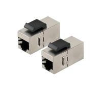 2 unidades RJ45 Keystone Jack Cat6 Acoplador modular blindado con Latch 8P8C conexiones Ethernet LAN cable de red adaptador (Silver_5PCS)