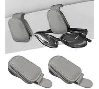 2 Unidades Soporte para Gafas de Sol para Coche, Accesorios Coche Interior, Portagafas Magnético de Cuero, Clip para Visera, Organizador de Ticket y Tarjetas(Gris)