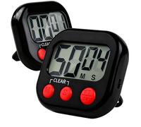 2 unidades temporizador de cocina digital con pantalla LCD grande (Negro)