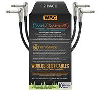 2 unidades - Van Damme Pro grado Classic XKE - 50 cm - flexible blindado pedal de efectos para guitarra o bajo instrumento, Cable de conexión - en ángulo recto panqueque tipo conectores (6,35 mm) TS