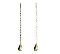 2 unids 12 pulgadas barra mezcla cuchara cóctel cuchara acero inoxidable barra larga cuchara con patrón espiral oro