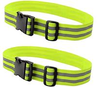 2 unids Alta visibilidad Cinturón reflectante, Cinturón de cintura reflectante de funcionamiento elástico HI VIZ Cinturón de hoja Neón Banda reflectante Neón Ajustable Hola Cinturón for niños Adulto J
