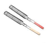 2 unids antiadherente parrilla cesta herramientas barbacoa salchicha abrazadera para verduras y frutas