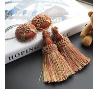 2 Unids Borlas Colgantes Accesorios De Sala De Baile Cortina DIY Borlas Artesanales Flecos Colgante Mesa Bandera Llavero Borlas Decoración del Hogar-19cm-Naranja