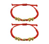 2 unids doble Pi Xiu/Pi Yao Riqueza oro Lingote rojo cadena pulsera para mujeres hombres amigos familia joyería ajustable atraer riqueza y buena suerte