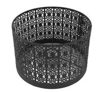 2 UNIDS E27 E14 Sombra de Lámpara de Tambor de Metal de Sombra, Pantalla de Hierro Tallado Hueco Cubierta de Sombra de Luz Clip en Bombilla Lámparas de Araña para Dormitorio Sala (Negra)