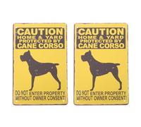 2 Unids Home& Yard Protected Cane Corso No Ingrese La Propiedad sin El Consentimiento Del Propietario Las Señales de Advertencia de Perros El Metal Retro Cuidado con El