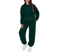 2 unids jogging mujer conjunto suéter con capucha y pantalones de correr traje de moda color sólido suelto manga larga sudadera invierno caliente conjunto trajes deportivos diarios clásicos baratos