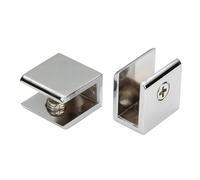 2 Unids/lote Forma Cuadrada, Abrazaderas De Vidrio Aleación Zinc Con Acabado Cromado, Soporte For Estantes, Clips For Tablero 5 A 12mm Clip de Aleación Ajustable(10-12mm)
