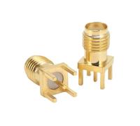 2 unids/lote SMA hembra macho 4 pines borde de soldadura montaje PCB 4mm 1,6mm 90 grados recto Latón dorado conector Coaxial RF(No-10 x2)