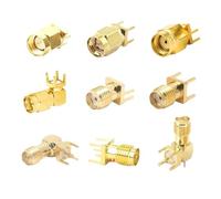 2 unids/lote SMA hembra macho 4 pines borde de soldadura montaje PCB 4mm 1,6mm 90 grados recto Latón dorado adaptador conector Coaxial RF(No-4 x2)