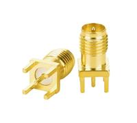 2 unids/lote SMA hembra macho 4 pines borde de soldadura montaje PCB 4mm 1,6mm 90 grados recto Latón dorado conector Coaxial RF(No-4 x2)