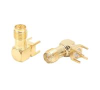 2 unids/lote SMA hembra macho 4 pines borde de soldadura montaje PCB 4mm 1,6mm 90 grados recto Latón dorado conector Coaxial RF(No-2 x2)