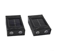 2 unids luz solar de pared al aire libre impermeable doble color LED lámpara de jardín auto en el anochecer hasta el amanecer seguridad valla iluminación 12x6.5cm (luz cálida)