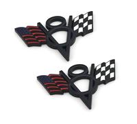 2 unids Metal EE. UU. Bandera V8 Racing F1 Emblema Insignias Etiqueta para Auto Car Van Defensas Parachoques Ventana Tronco Arranque (Negro)