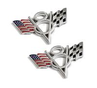 2 unids Metal EE. UU. Bandera V8 Racing F1 Emblema Insignias Etiqueta para Auto Car Van Defensas Parachoques Ventana Tronco Arranque (Plata)