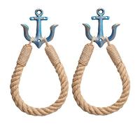 2 unids Náutico titular de papel higiénico Náutico Rústico-Industrial montado en la pared anillo de toalla de papel higiénico con gancho de metal para decoración de baño (azul+azul)