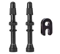2 unids Negro Tubeless Presta válvulas Durable aleación de Aluminio Notubes válvulas con Tapas de plástico para Ciclismo Bicicleta de Carretera
