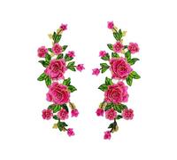 2 unids/par parches bordados de flores rosas for ropa vestido sombrero bolsa Jeans apliques manualidades accesorios de ropa(Pink)