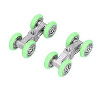 2 UNIDS Rueda de Rodillo Corredor Push Pull En Forma de U 4 Ruedas Rodillos de Puerta de Ducha de Acero Inoxidable Poleas para Baño Cocina Puerta Doble Color Verde 20 mm de