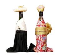2 unids/Set 38 CM de Alto Vestido de Novia Tipo Kimono Parejas Fundas para Botellas de Vino Boda Navidad Funda para Botella de Vino Adornos para Boda cumpleaños