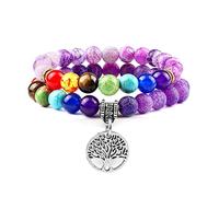 2 unids/set 7 Chakra budista tibetano cuentas de piedra Natural pulsera y brazaletes árbol de la vida mujeres hombres Yoga energía joyería, estilo 16