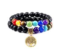 2 unids/set 7 Chakra tibetano budista piedra Natural cuentas pulsera y brazaletes árbol de la vida mujeres hombres Yoga energía joyería, estilo 1