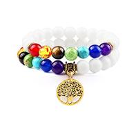 2 unids/set 7 Chakra tibetano budista piedra Natural cuentas pulsera y brazaletes árbol de la vida mujeres hombres Yoga energía joyería, estilo 7