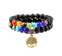 2 unids/set 7 Chakra tibetano budista piedra Natural cuentas pulsera y brazaletes árbol de la vida mujeres hombres Yoga energía joyería, estilo 5