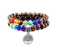 2 unids/set 7 Chakra tibetano budista piedra Natural cuentas pulsera y brazaletes árbol de la vida mujeres hombres Yoga energía joyería, estilo 12